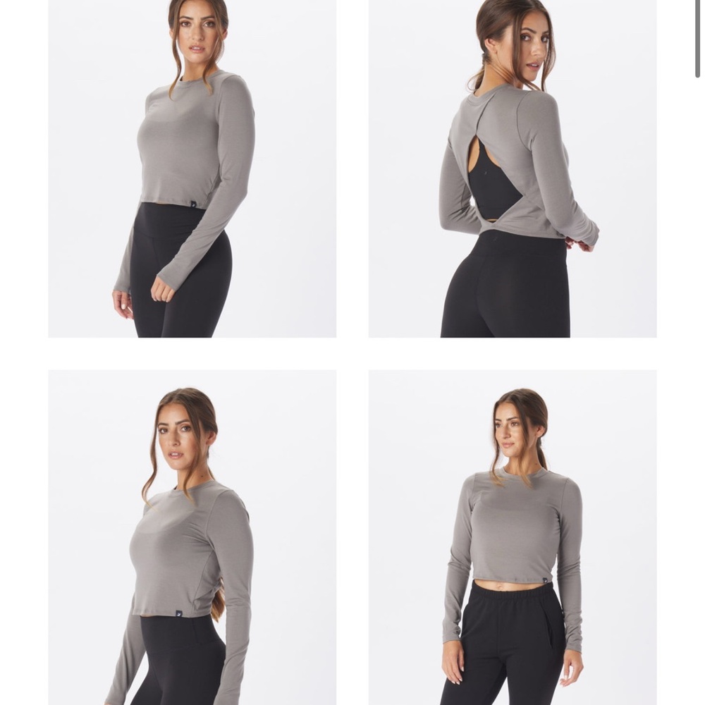 Glyder Gray Long Sleeve Cut Out Bodysuit